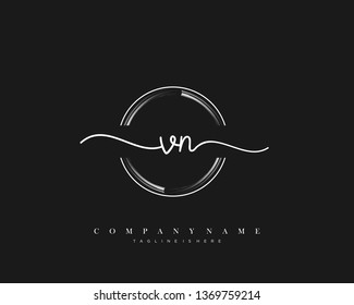 VN initial handwriting logo template vector