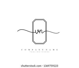 VN initial handwriting logo template vector