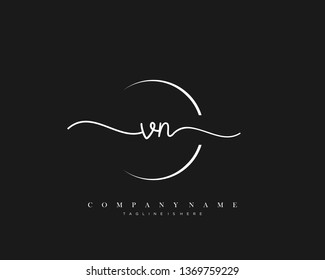 VN initial handwriting logo template vector