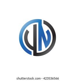 VN initial letters looping linked circle logo blue black