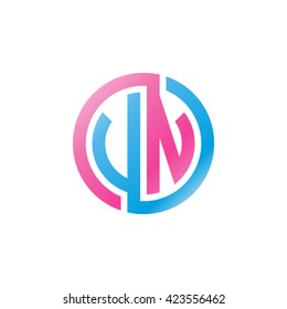 VN initial letters looping linked circle logo pink blue