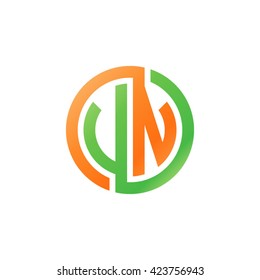 VN initial letters looping linked circle logo orange green