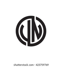 VN initial letters looping linked circle monogram logo