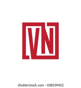VN initial letters looping linked square logo red