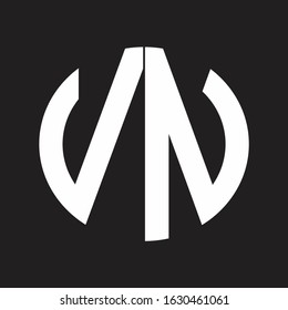 VN Initial Logo design Monogram Isolated on black and white