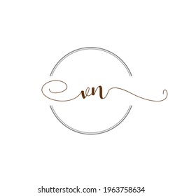 VN Initial Logo Handwriting template letter illustration