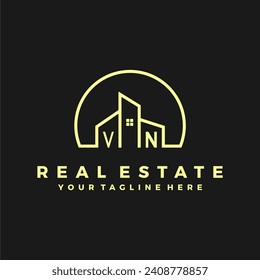 Las iniciales de VN son las casas de la moderna empresa de construcción logo vector.eps