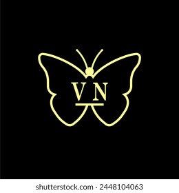 VN Initials Luxury Butterfly logo Vector illustration