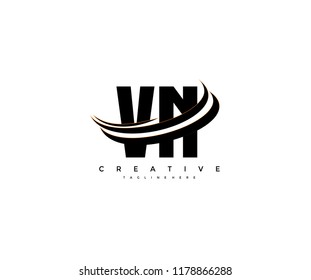 VN Letter Creative Modern Monogram Elegant Three Swoosh Logo