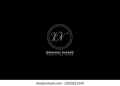 VN Letter Logo Design. Initial letters VN logo icon. Abstract letter VN V N minimal logo design template. V N letter design vector with black colors. vn logo