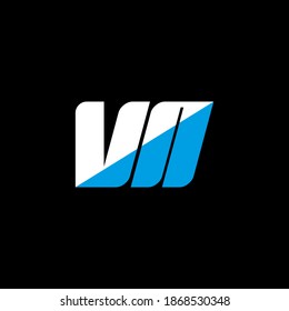 Diseño del logo de la carta VN sobre fondo negro. 