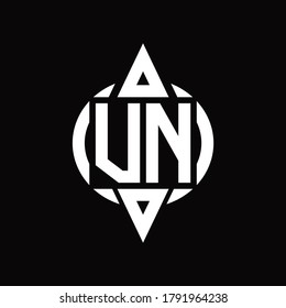 VN Logo with circle rounded combine triangle top and bottom side design template