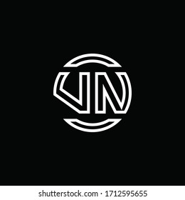 VN logo monogram with negative space circle rounded design template