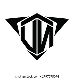 Monograma del logotipo VN con flecha de alas alrededor de la plantilla de diseño sobre fondo blanco