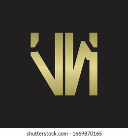 VN Logo with squere shape design template with gold colors