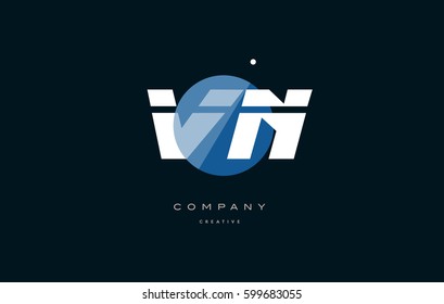 vn v n  blue circle dot big font alphabet company letter logo white design vector icon template 