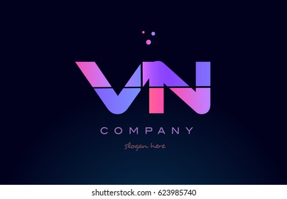 vn v n creative color blue background pink purple blue magenta alphabet letter company logo vector icon design