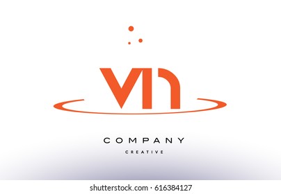 VN V N creative orange swoosh dots alphabet company letter logo design vector icon template