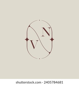 VN wedding classic in elegant monogram with high quality professional design that will print well