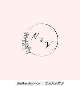 VN wedding logo letters in high quality professional design that will print well across any print media