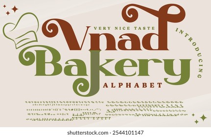 Vnad Bakery Serif, Cosmetic, Fashion Stylish Display Bold Font alphabet