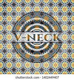 V-neck arabic emblem. Arabesque decoration.