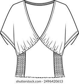 v-neck blouse with ruffle detail