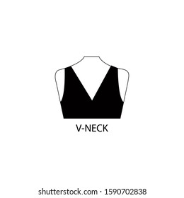 V-neck dress vector icon on white background. Flat vector off the shoulder dress icon symbol sign from modern clothes collection for mobile concept and web apps design.