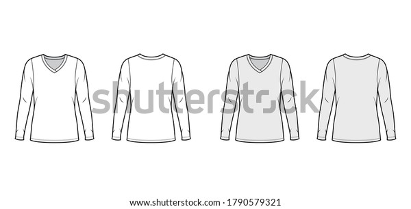 Vneck Jersey Sweater Technical Fashion Illustration Stock Vector ...