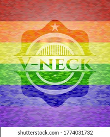 Emblema de colores de lgbt de cuello V. Ilustración vectorial. Mosaico. 