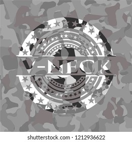 V-neck on grey camo pattern