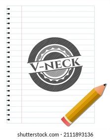 V-neck pencil effect. Vector Illustration. Detailed. 