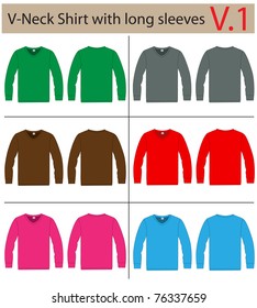 V-Neck Shirt with long sleeves. vector template design