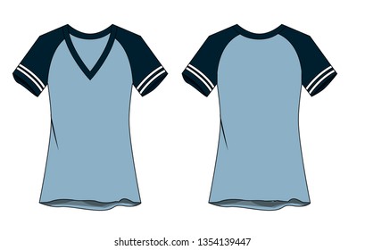 v-neck shirt for women vector template 