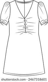 v-neck short dress with smocked front