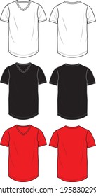 V-neck T-shirt Fashion Flat Templates