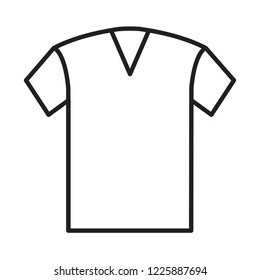 V-neck T-shirt human uniform vector icon, modern concept, outline style, black and white color