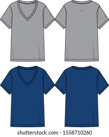 v-neck t-shirt vector template for men