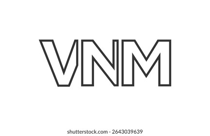 VNM logo design template with strong and modern bold text. Initial based vector logotype featuring simple and minimal typography. Trendy company identity ideal for businesses brand presence.