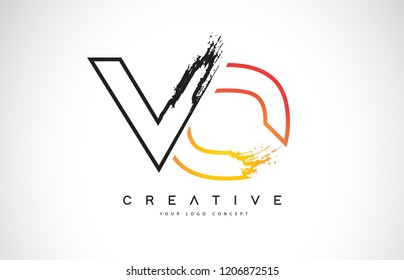 VO Creative Modern Logo Design Vetor with Orange and Black Colors. Monogram Stroke Letter Design.