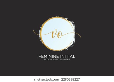 VO handwriting logo with circle template vector signature, wedding, fashion, floral and botanical with creative template.
