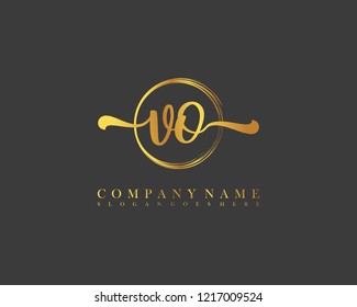 VO initial handwriting logo circle template vector