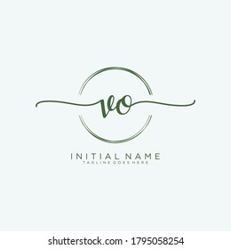 VO Initial handwriting logo vector