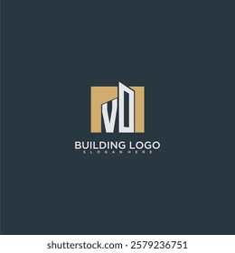 VO initial letter building logo for real estate with square design