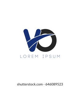 vo initial letter uppercase logo blue and black