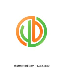 VO initial letters looping linked circle logo orange green