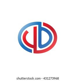 VO initial letters looping linked ellipse logo red blue