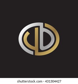 VO initial letters looping linked ellipse elegant logo golden silver black background