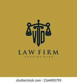 VO initial monogram for lawfirm logo with sword and scale