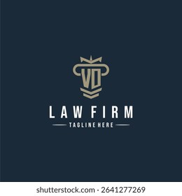 VO initial monogram logo law firm with pillar design